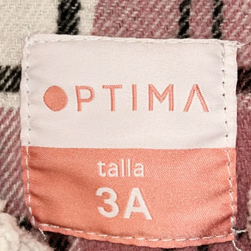 OPTIMA Girl's Pink Plaid Flannel Shacket Size 3A